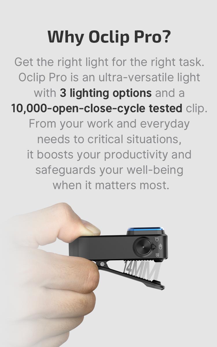 Oclip Pro Clip on Flashlight with Floodlight Spotlight and Red Light