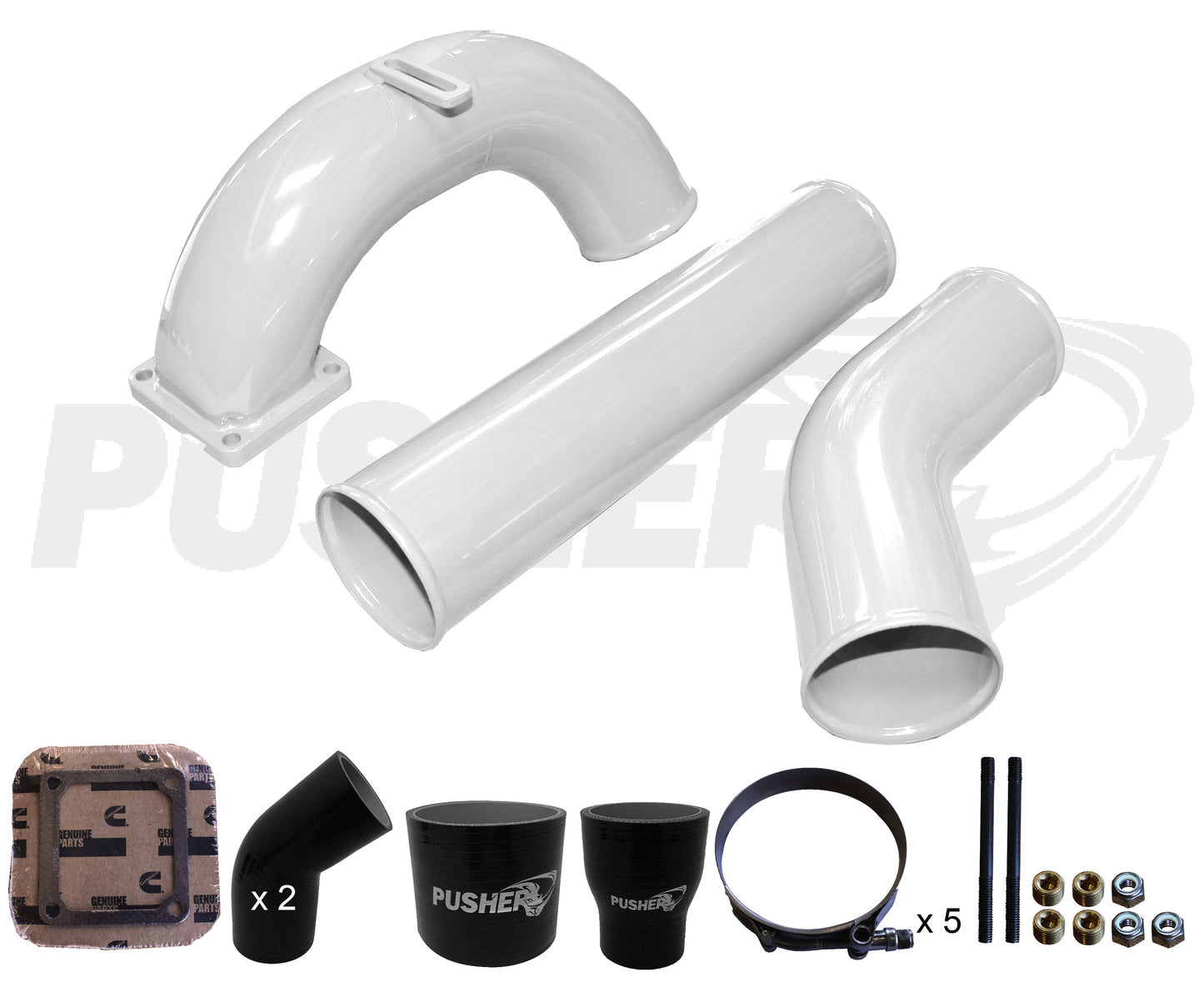 Pusher 3.5" MEGA Intake System with 3.5" Passenger Side Intercooler Tube 1998.5-2002 Dodge Cummins