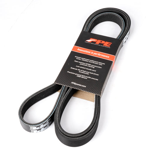 HIGH-PERFORMANCE HEAVY-DUTY SERPENTINE BELT - 2002-2010 DURAMAX W/ PPE DUAL FUELER, OR 2002-2005 STOCK DUAL ALTERNATOR (105A) NO VACUUM PUMP