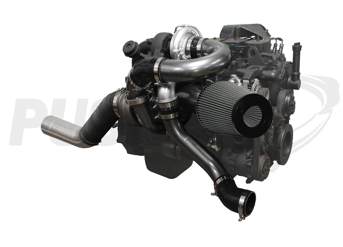 Pusher Low Mount Compound Turbo System for 1998-2002 Dodge Cummins 24v Trucks