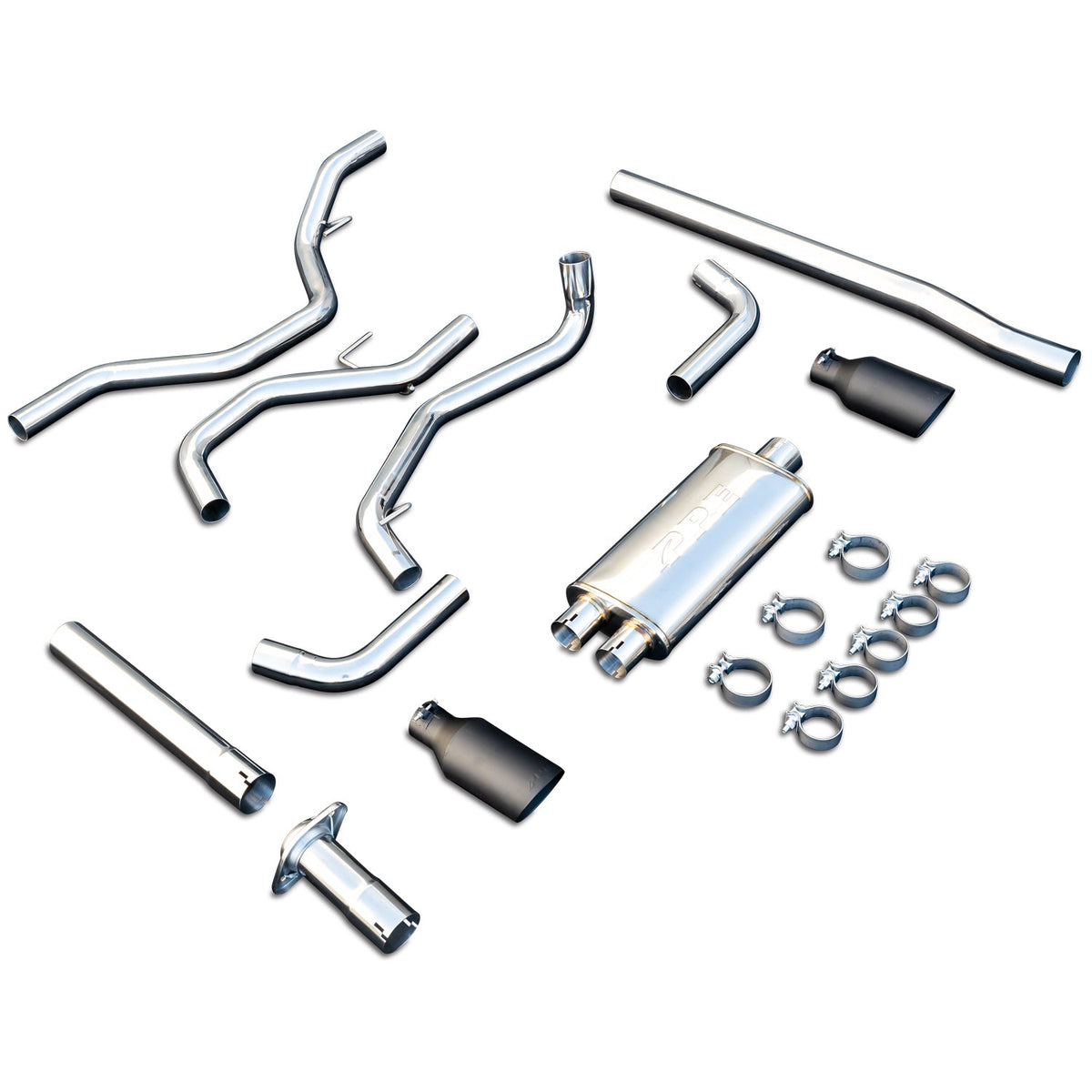 Exhaust Cat Back Ford F150 (2015-2022) Polished Tube Black Tips