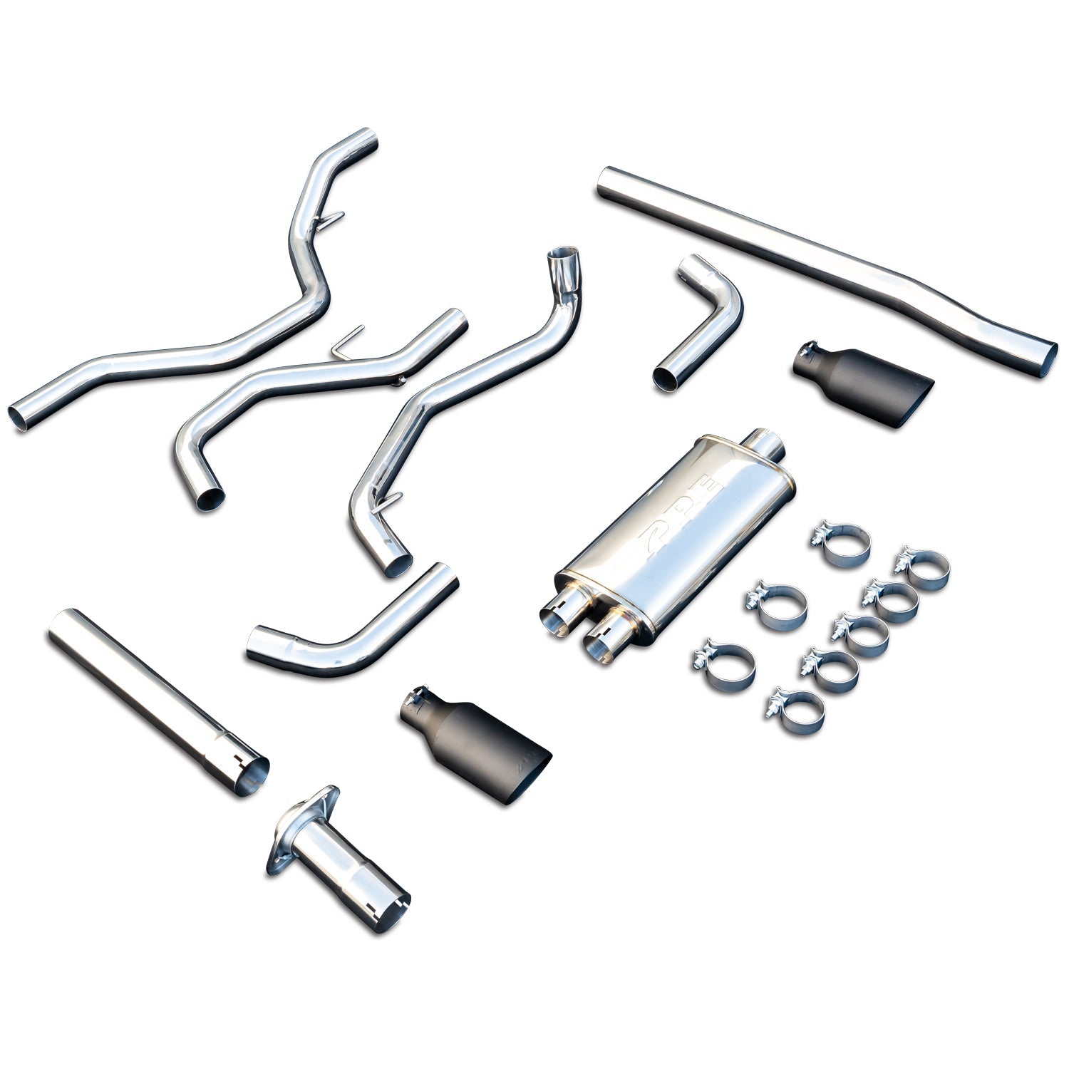 Exhaust Cat Back Ford F150 (2015-2022) Polished Tube Black Tips