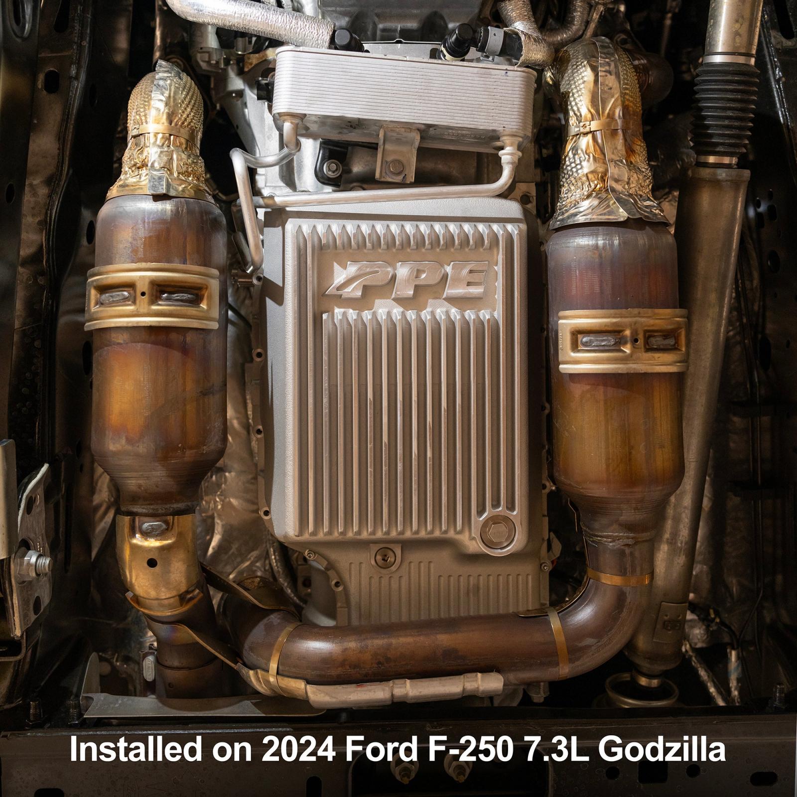 10R140 Deep Transmission Pan SuperDuty Gas 20-25 - Step Bottom - Brushed Pacific Performance Engineering