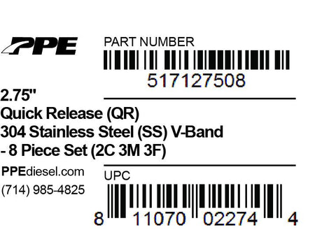 2.75 Inch V Band 8 Piece Set 2C 3M 3F QR PPE Diesel