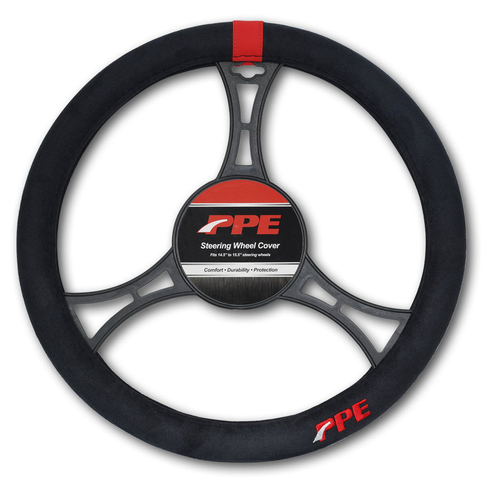 Steering Wheel Cover Black Suede Fits 15.5 in steering wheels