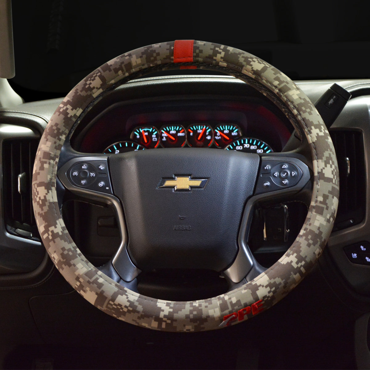 Steering Wheel Cover - Digital Camo Desert Tan Fits 15.5 in steering wheels