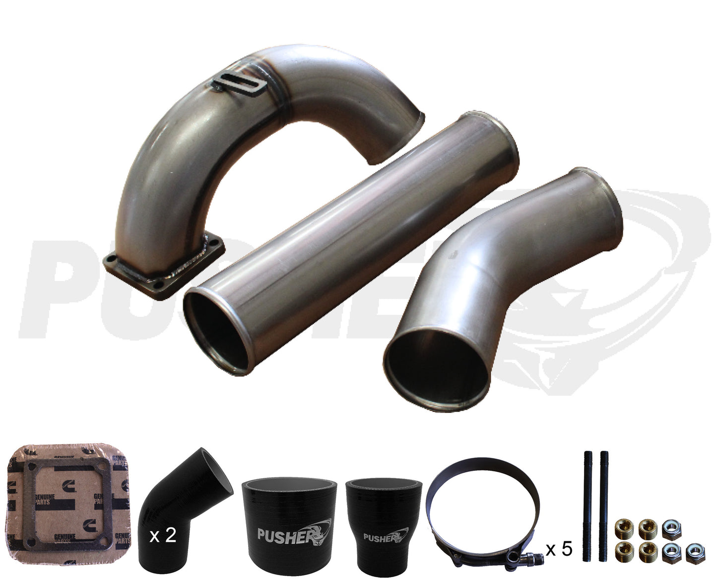 Pusher 3.5" MEGA Intake System with 3.5" Passenger Side Intercooler Tube 1998.5-2002 Dodge Cummins