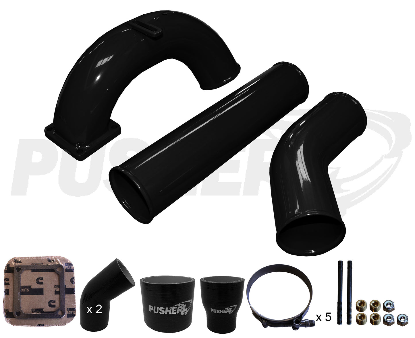Pusher 3.5" MEGA Intake System with 3.5" Passenger Side Intercooler Tube 1998.5-2002 Dodge Cummins