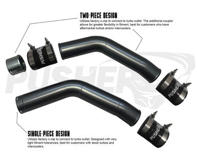Pusher 3" Hot & Cold Side Charge Tubes for 2015-16 Ford F250/350 6.7L Powerstroke w/ Throttle Valve Adapter